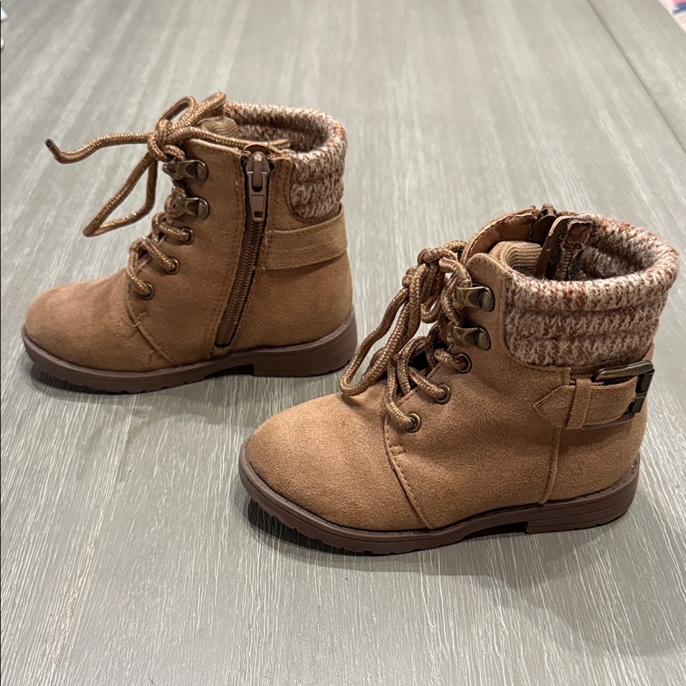 Stylish Tan Kids Boots with Knit Cuff
